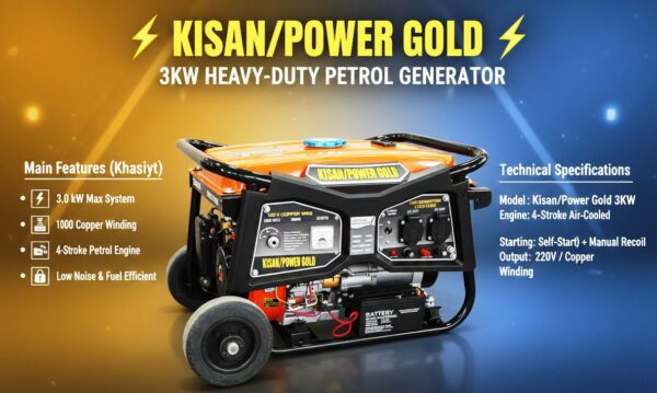 Portable Generator with self start 3000 Watt, kisan Gold